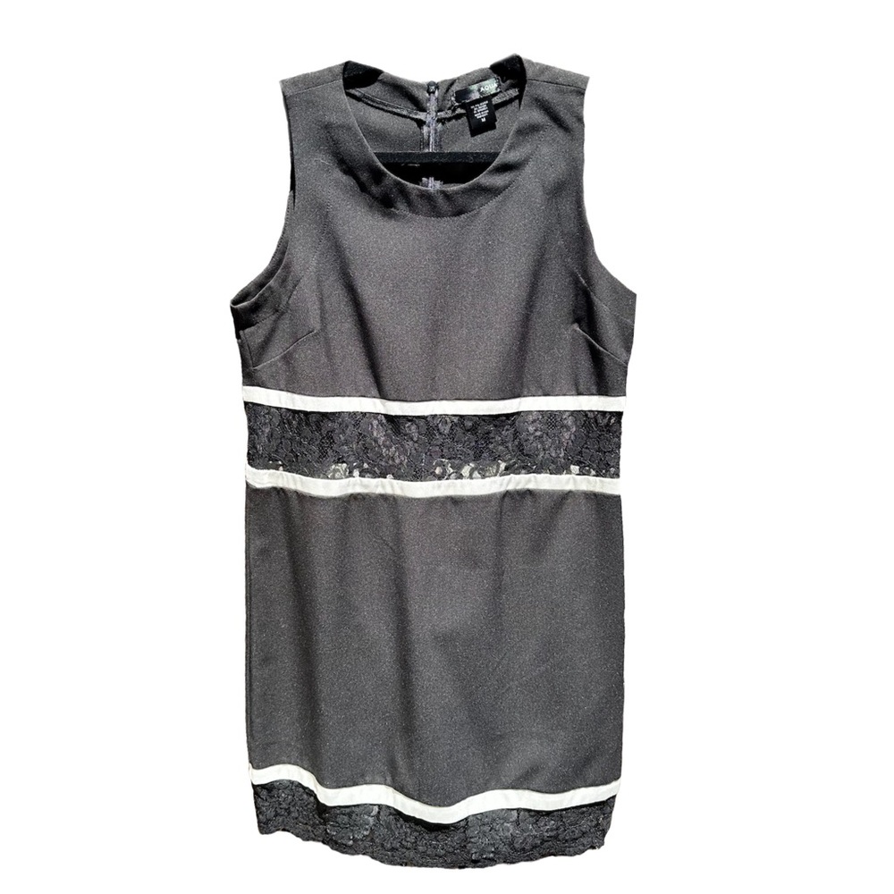 Aqua Black and White Sheath Mini Dress Cowl Neck Sleeveless